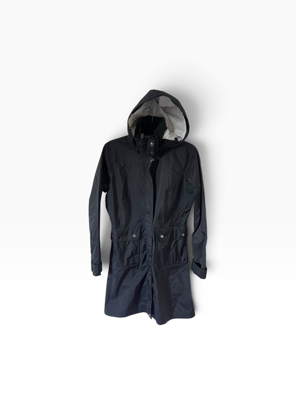 Patagonia Black Hooded Rain  Coat Women Size S - Picture 3 of 8
